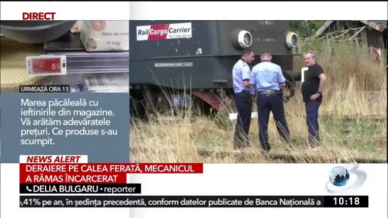 Deraiere pe calea ferata, la Rosiorii de Vede. Mecanicul a ramas incarcerat. Trafic pe un singur fir