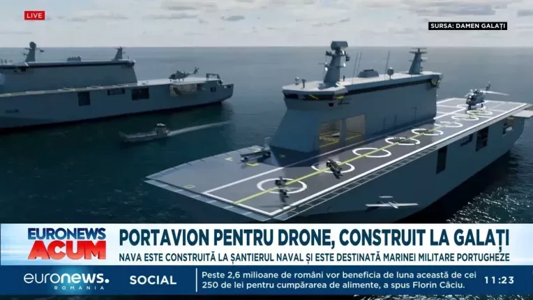 Primul portavion pentru drone din Europa este construit la Galati, pentru Marina portugheza